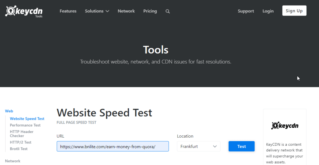 KeyCDN Speed Test
